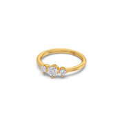 Three Stone Diamond Ring for Women – Yellow Gold Minimal Solitaire Trio | JewelVerra