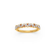 Marquise Diamond Band Ring in Yellow Gold – Dainty Stacking Ring for Women | JewelVerra