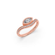 Marquise Diamond Ring in Yellow Gold – Elegant Wave Band | JewelVerra
