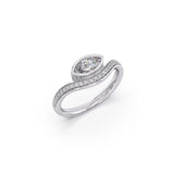 Marquise Diamond Ring in Yellow Gold – Elegant Wave Band | JewelVerra