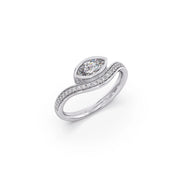 Marquise Diamond Ring in Yellow Gold – Elegant Wave Band | JewelVerra