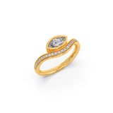 Marquise Diamond Ring in Yellow Gold – Elegant Wave Band | JewelVerra