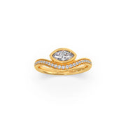 Marquise Diamond Ring in Yellow Gold – Elegant Wave Band | JewelVerra