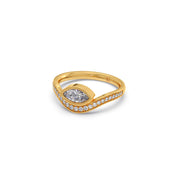 Marquise Diamond Ring in Yellow Gold – Elegant Wave Band | JewelVerra