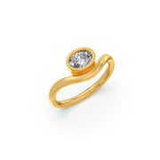Oval Diamond Ring in Yellow Gold | Modern Twist Design | JewelVerra