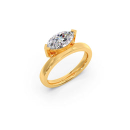 Marquise Solitaire Gold Ring for Women – Elegant Minimal Design with Single Diamond | JewelVerra