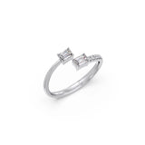 Open Emerald-Cut Diamond Ring in Yellow Gold – Stylish Modern Promise Ring | JewelVerra