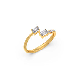 Open Emerald-Cut Diamond Ring in Yellow Gold – Stylish Modern Promise Ring | JewelVerra