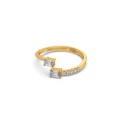 Open Emerald-Cut Diamond Ring in Yellow Gold – Stylish Modern Promise Ring | JewelVerra