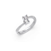 Two Stone Diamond Ring for Women – Emerald Cut in Yellow Gold | JewelVerra