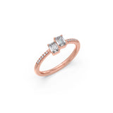Double Emerald-Cut Diamond Ring in Yellow Gold – Dainty & Elegant Stackable Band | JewelVerra