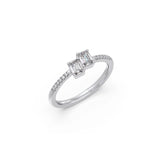 Double Emerald-Cut Diamond Ring in Yellow Gold – Dainty & Elegant Stackable Band | JewelVerra