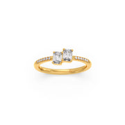 Double Emerald-Cut Diamond Ring in Yellow Gold – Dainty & Elegant Stackable Band | JewelVerra