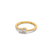 Double Emerald-Cut Diamond Ring in Yellow Gold – Dainty & Elegant Stackable Band | JewelVerra