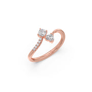 Two-Stone Diamond Ring in Yellow Gold – Round and Heart-Shaped Diamonds | JewelVerra
