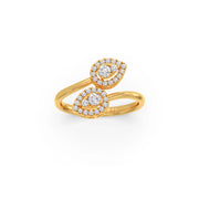 Double Pear Shape Diamond Ring for Women – Unique Gold Open Ring Design | JewelVerra
