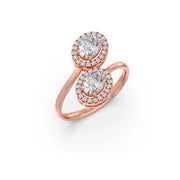 Double Oval Halo Diamond Ring for Women – Elegant Open Gold Ring Design | JewelVerra