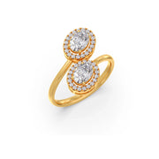 Double Oval Halo Diamond Ring for Women – Elegant Open Gold Ring Design | JewelVerra