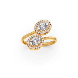 Double Oval Halo Diamond Ring for Women – Elegant Open Gold Ring Design | JewelVerra