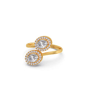 Double Oval Halo Diamond Ring for Women – Elegant Open Gold Ring Design | JewelVerra