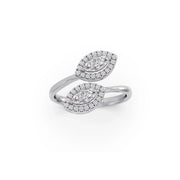 Double Marquise Halo Diamond Ring for Women – White Gold Open Ring Design | JewelVerra
