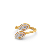 Double Marquise Halo Diamond Ring for Women – White Gold Open Ring Design | JewelVerra