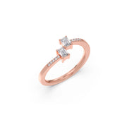 Twin Emerald-Cut Diamond Ring in Yellow Gold – Minimal & Modern Open Band Design | JewelVerra