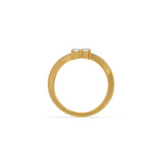 Twin Emerald-Cut Diamond Ring in Yellow Gold – Minimal & Modern Open Band Design | JewelVerra