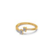 Twin Emerald-Cut Diamond Ring in Yellow Gold – Minimal & Modern Open Band Design | JewelVerra