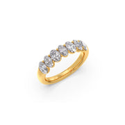 Diamond Ring with Oval Diamonds in Yellow Gold | Elegant Diamond Band | JewelVerra
