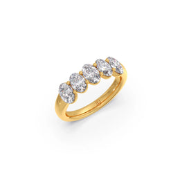 5 Oval-Cut Diamond Ring in Yellow Gold | JewelVerra