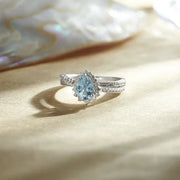 Teardrop Blue Gemstone Ring in Yellow Gold – Elegant Statement Ring with Diamonds | JewelVerra