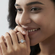 Teardrop Blue Gemstone Ring in Yellow Gold – Elegant Statement Ring with Diamonds | JewelVerra