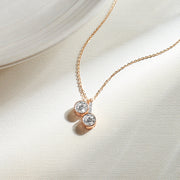 Double Round Diamond Drop Pendant Necklace in Yellow Gold – Modern Sparkle | JewelVerra