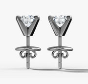 Three Claw Round Diamond Stud Earrings