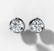 Three Claw Round Diamond Stud Earrings