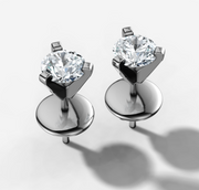 Three Claw Round Diamond Stud Earrings