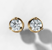 Three Claw Round Diamond Stud Earrings