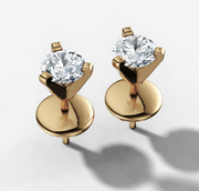 Three Claw Round Diamond Stud Earrings