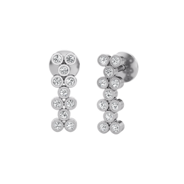 White Gold Diamond Bubble Bar Earrings – Modern Stud Drop Design | JewelVerra