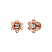Rose Gold Diamond Flower Earrings for Women – 14K Studs | Floral Earrings by JewelVerra