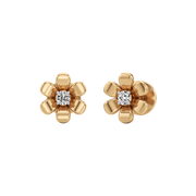 Rose Gold Diamond Flower Earrings for Women – 14K Studs | Floral Earrings by JewelVerra