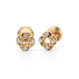 Floral Diamond Stud Earrings in Yellow Gold – Elegant Daily Wear | JewelVerra