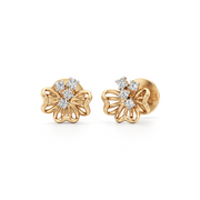Gold Butterfly Diamond Stud Earrings – 14K Yellow Gold Cute Earrings for Women | JewelVerra