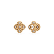Gold Four-Leaf Diamond Stud Earrings – 14K Floral Earrings for Women | Gift Jewelry by JewelVerra