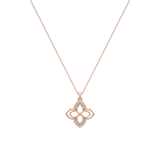 Four-Petal Diamond Floral Pendant Necklace – 1White Gold or Yellow Gold | Elegant Clover Design – JewelVerra