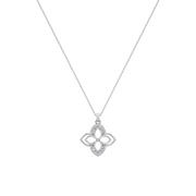 Four-Petal Diamond Floral Pendant Necklace – 1White Gold or Yellow Gold | Elegant Clover Design – JewelVerra