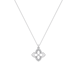 Four-Petal Diamond Floral Pendant Necklace – 1White Gold or Yellow Gold | Elegant Clover Design – JewelVerra