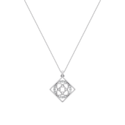 Geometric Floral Diamond Pendant Necklace – Rose Gold or Silver | Square Frame Design – JewelVerra