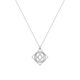 Geometric Floral Diamond Pendant Necklace – Rose Gold or Silver | Square Frame Design – JewelVerra
